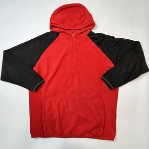 Nike Therma Fit Fleece 1/4 Zip Pullover Hoodie Womens Small Red Black Colorblock